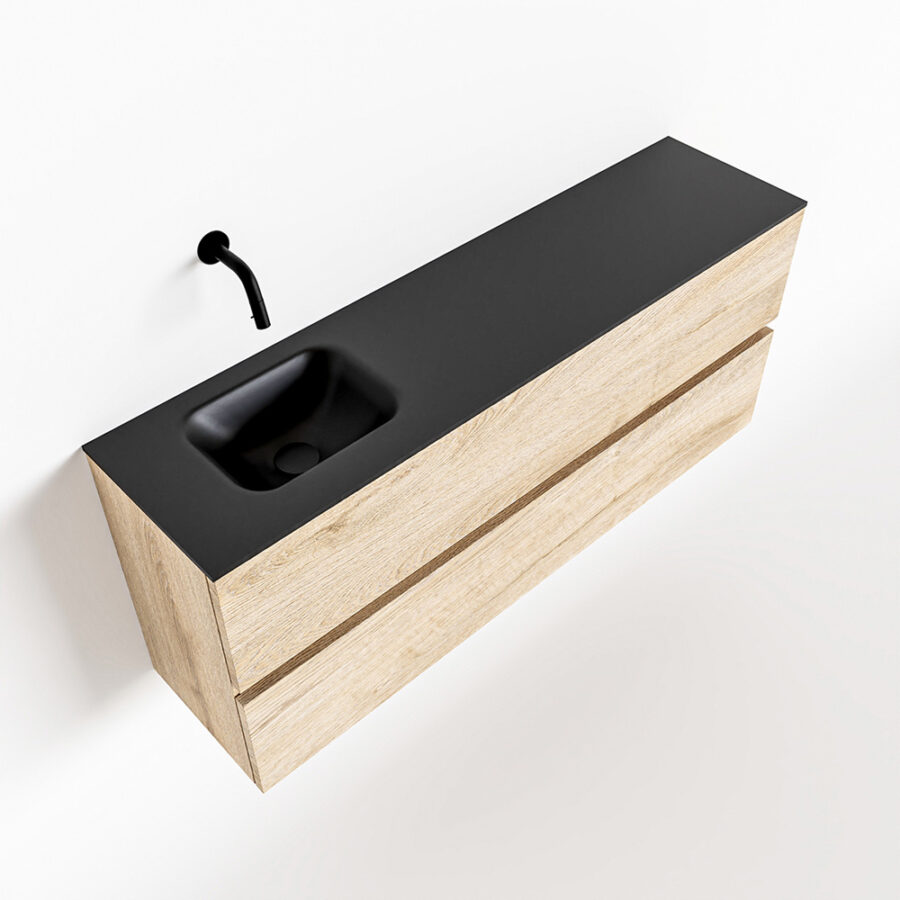 MONDIAZ ADA 120cm toiletmeubel washed oak. LEX wastafel urban positie links. Zonder kraangat - Afbeelding 4