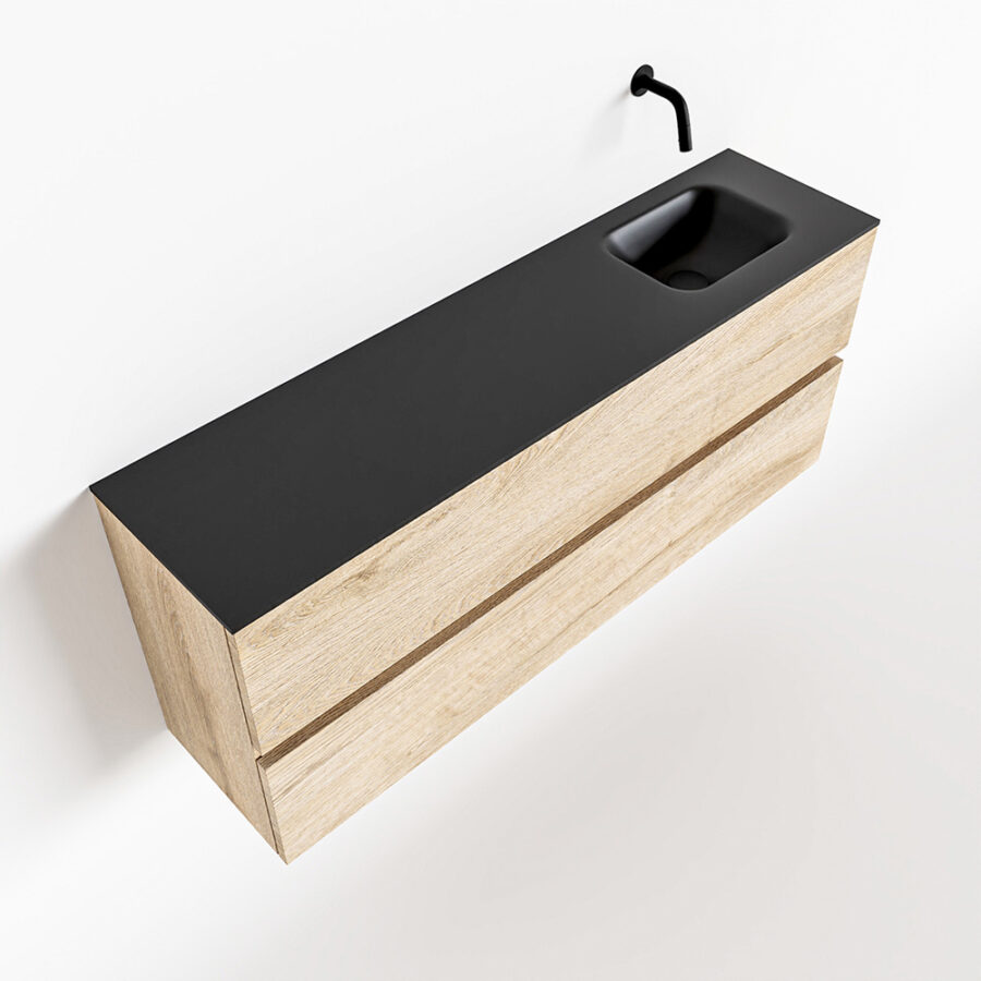 MONDIAZ ADA 120cm toiletmeubel washed oak. LEX wastafel urban positie rechts. Zonder kraangat - Afbeelding 4