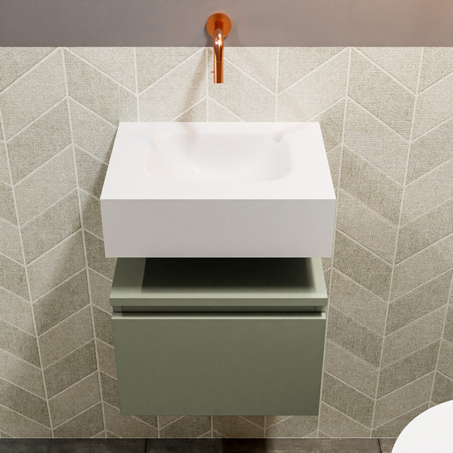 MONDIAZ ANDOR 40cm toiletmeubel army. LEX 40cm wastafel talc positie midden. Zonder kraangat - Afbeelding 3