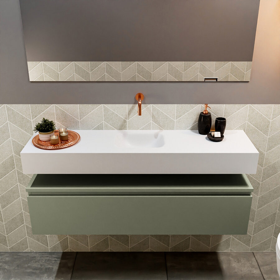 MONDIAZ ANDOR 120cm toiletmeubel army. LEX 120cm wastafel talc positie midden. Zonder kraangat - Afbeelding 3