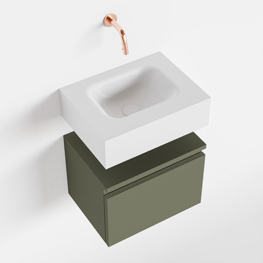 MONDIAZ ANDOR 40cm toiletmeubel army. LEX 40cm wastafel talc positie midden. Zonder kraangat - Afbeelding 4