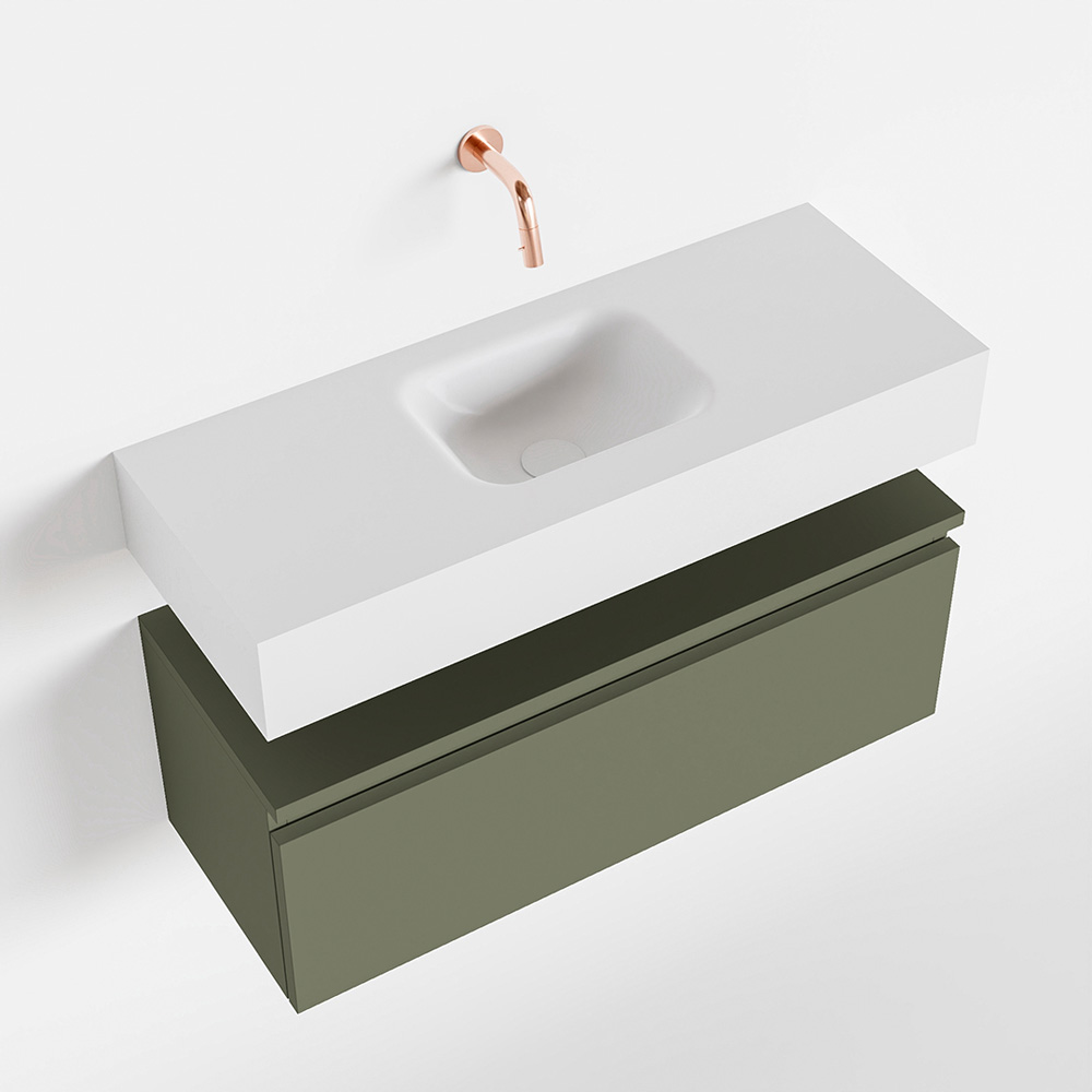 MONDIAZ ANDOR 80cm toiletmeubel army. LEX 80cm wastafel talc positie midden. Zonder kraangat - Afbeelding 4