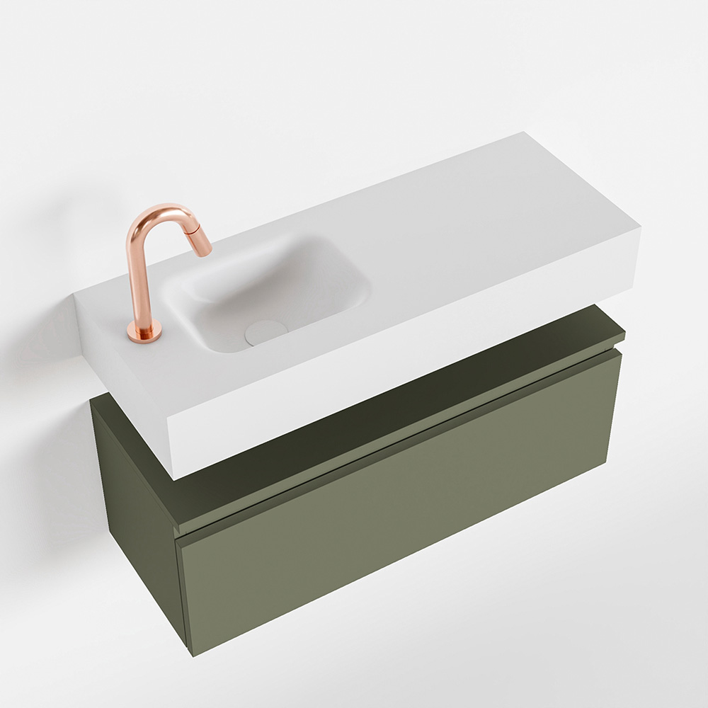 MONDIAZ ANDOR 80cm toiletmeubel army. LEX 80cm wastafel talc positie links. Met 1 kraangat - Afbeelding 4