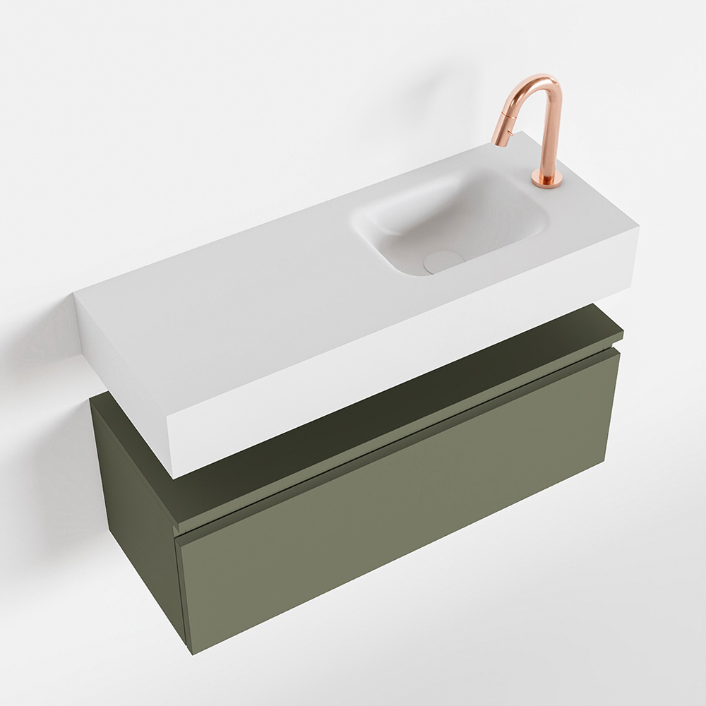 MONDIAZ ANDOR 80cm toiletmeubel army. LEX 80cm wastafel talc positie rechts. Met 1 kraangat - Afbeelding 4