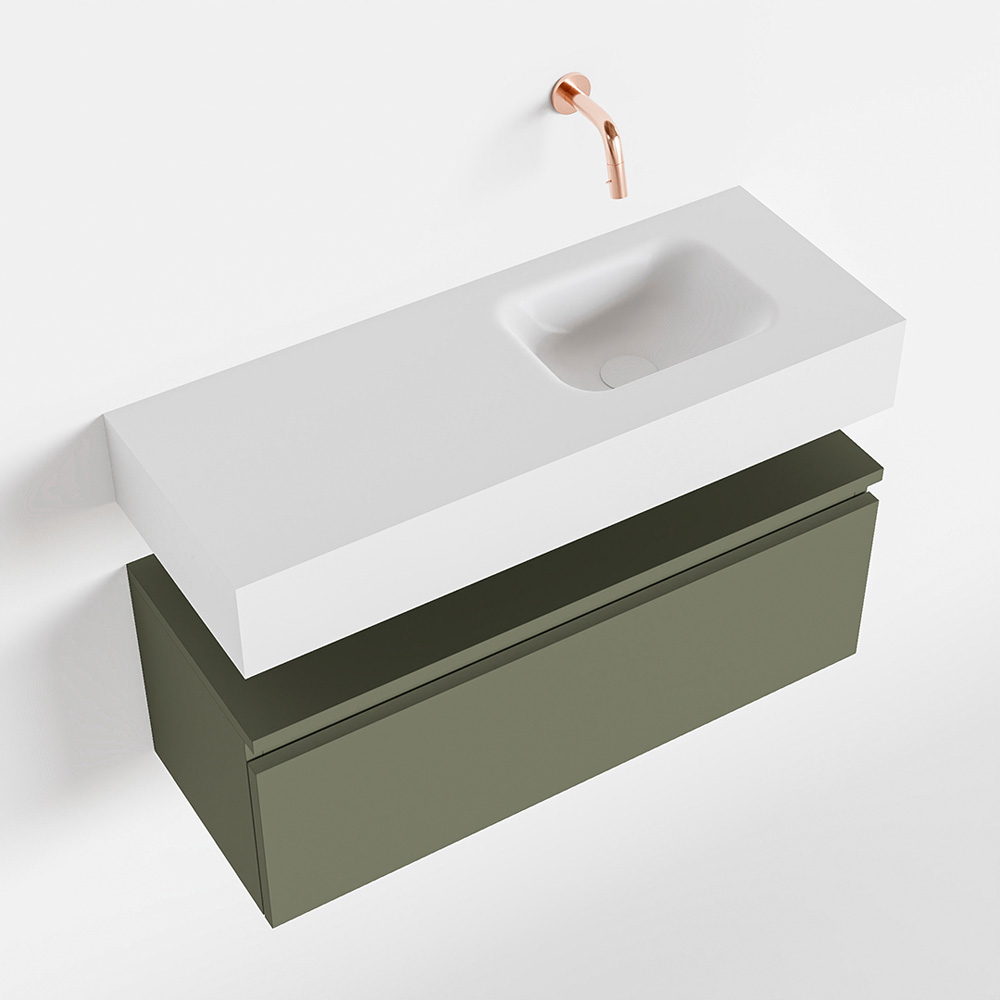 MONDIAZ ANDOR 80cm toiletmeubel army. LEX 80cm wastafel talc positie rechts. Zonder kraangat - Afbeelding 4