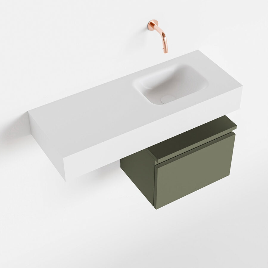 MONDIAZ ANDOR 40cm toiletmeubel army. LEX 80cm wastafel talc positie rechts. Zonder kraangat - Afbeelding 4