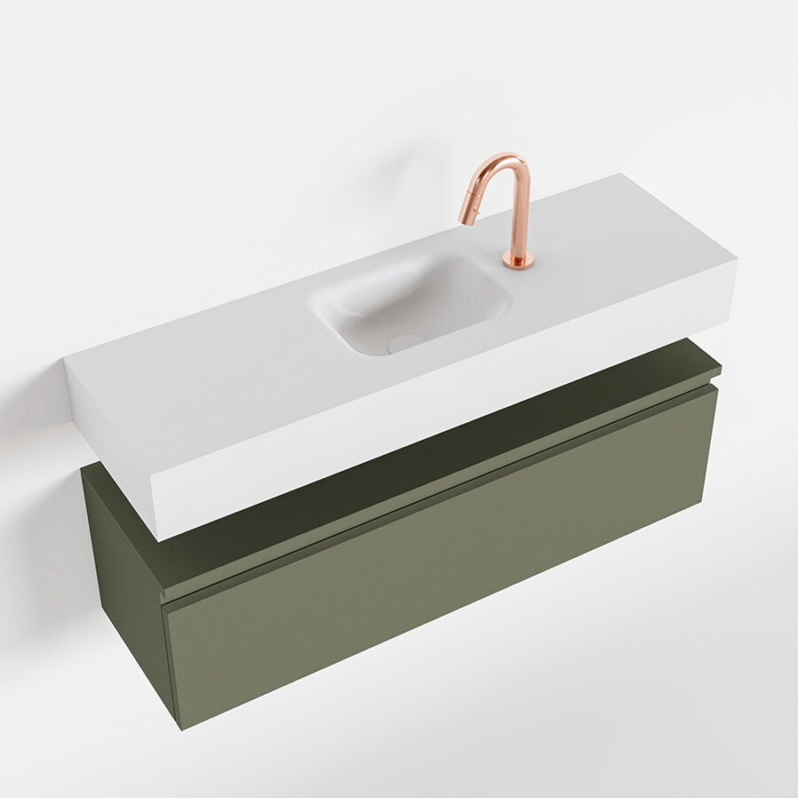 MONDIAZ ANDOR 100cm toiletmeubel army. LEX 100cm wastafel talc positie midden. Met 1 kraangat - Afbeelding 4