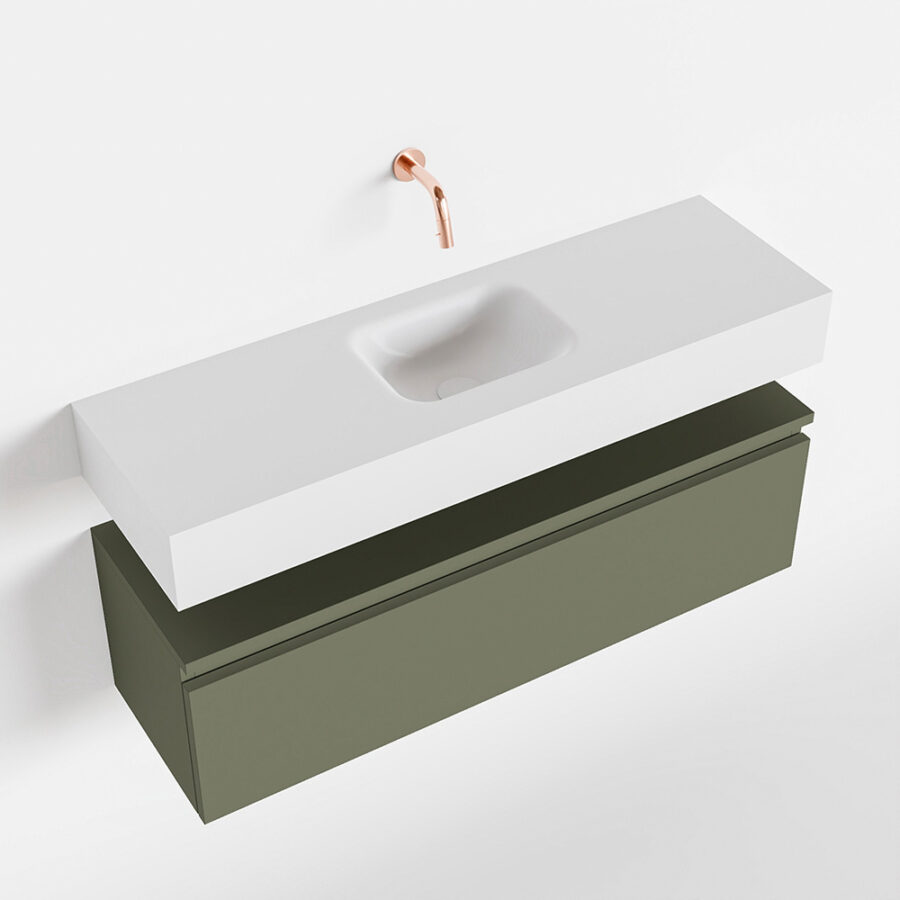 MONDIAZ ANDOR 100cm toiletmeubel army. LEX 100cm wastafel talc positie midden. Zonder kraangat - Afbeelding 4