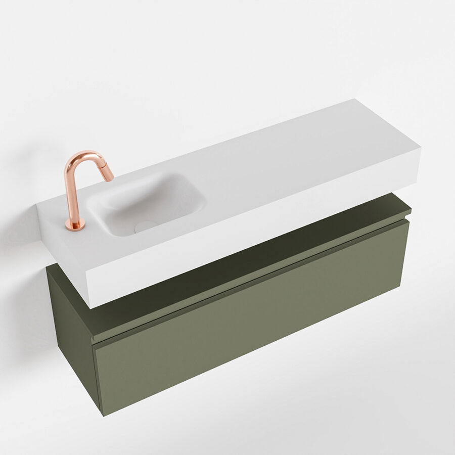MONDIAZ ANDOR 100cm toiletmeubel army. LEX 100cm wastafel talc positie links. Met 1 kraangat - Afbeelding 4