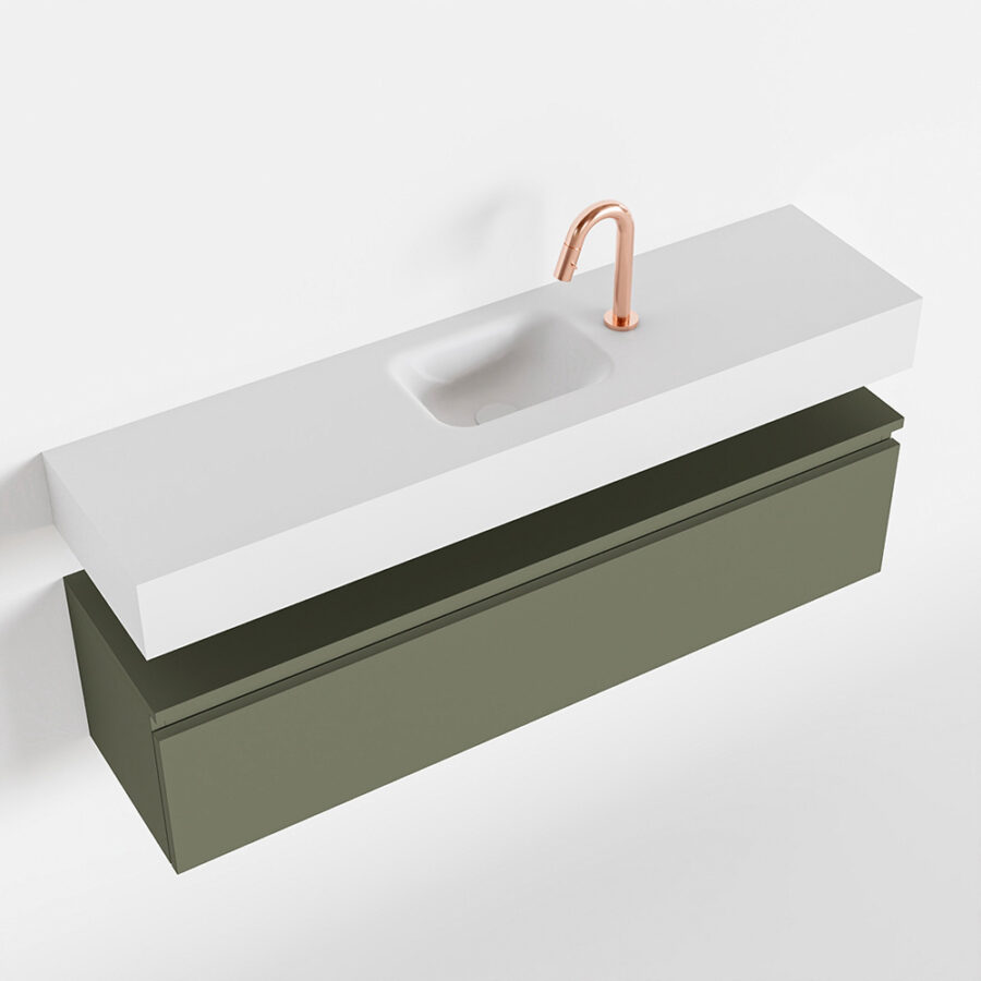 MONDIAZ ANDOR 120cm toiletmeubel army. LEX 120cm wastafel talc positie midden. Met 1 kraangat - Afbeelding 4