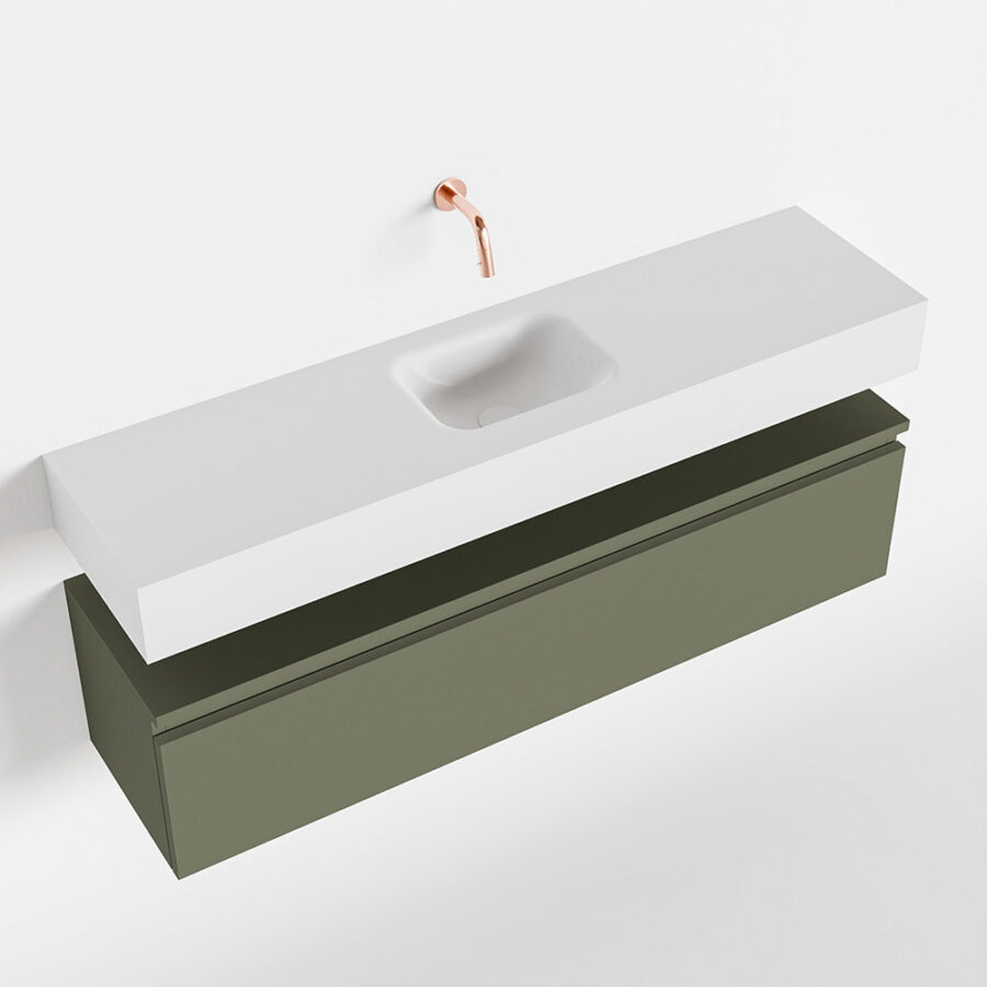 MONDIAZ ANDOR 120cm toiletmeubel army. LEX 120cm wastafel talc positie midden. Zonder kraangat - Afbeelding 4