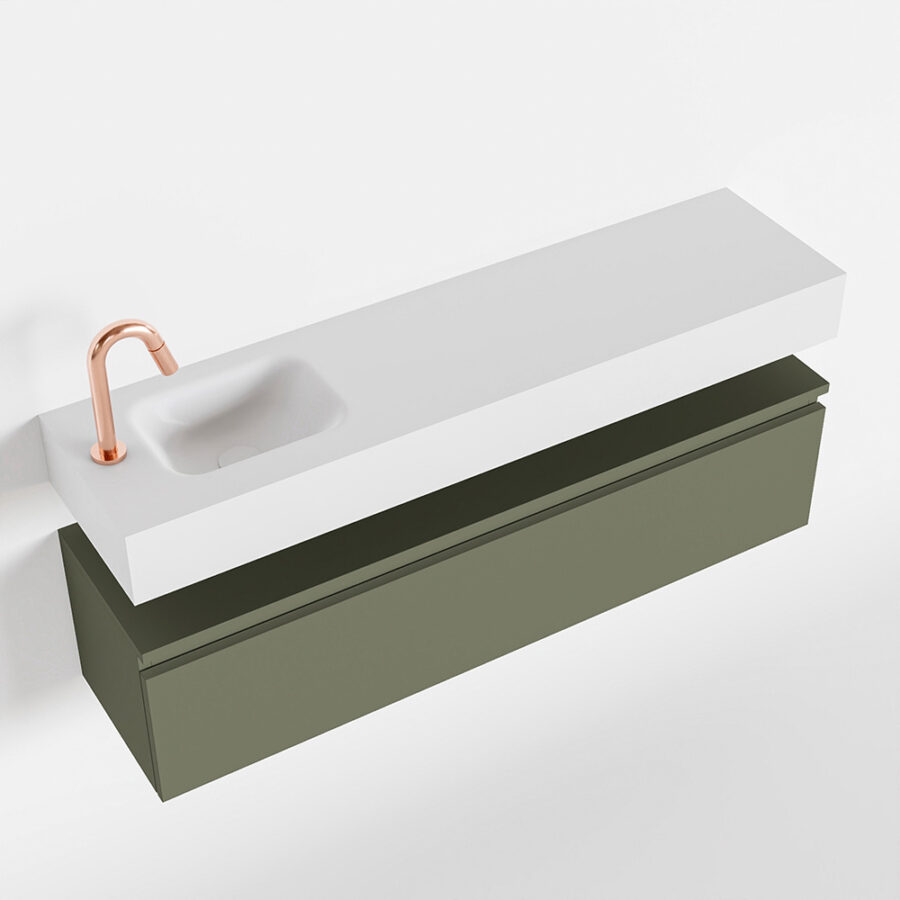MONDIAZ ANDOR 120cm toiletmeubel army. LEX 120cm wastafel talc positie links. Met 1 kraangat - Afbeelding 4