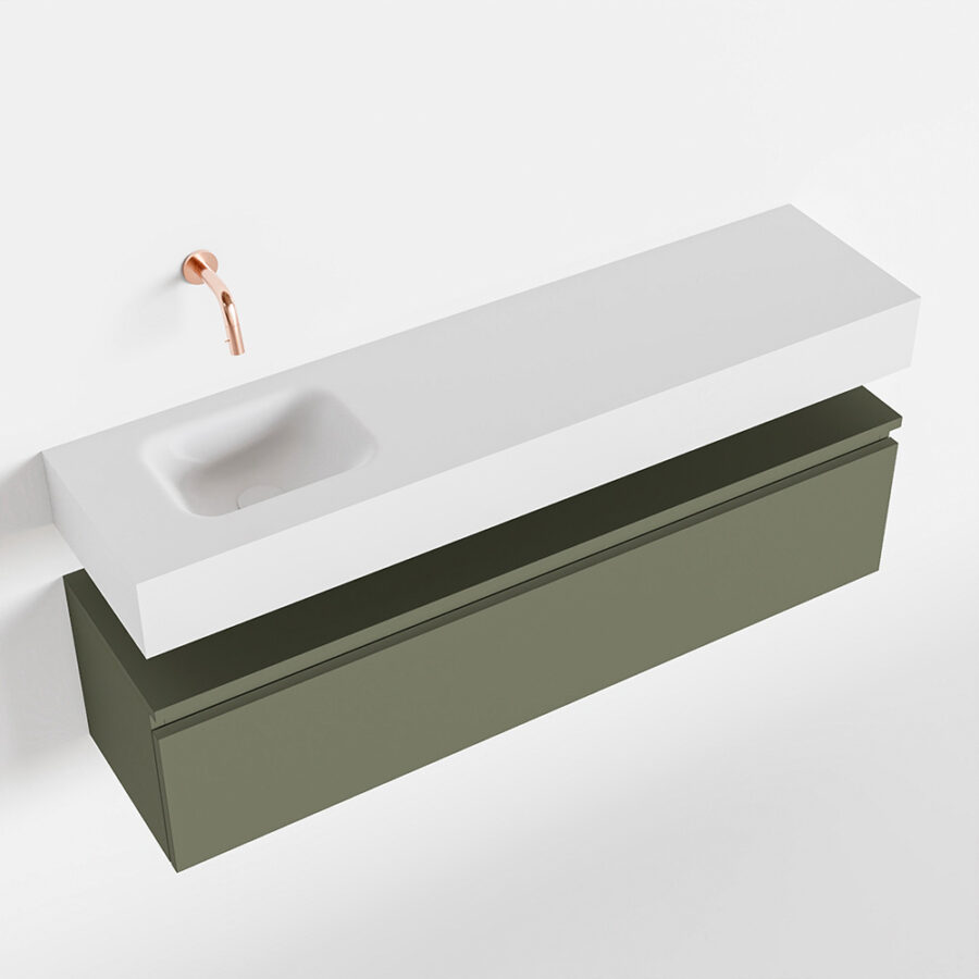 MONDIAZ ANDOR 120cm toiletmeubel army. LEX 120cm wastafel talc positie links. Zonder kraangat - Afbeelding 4