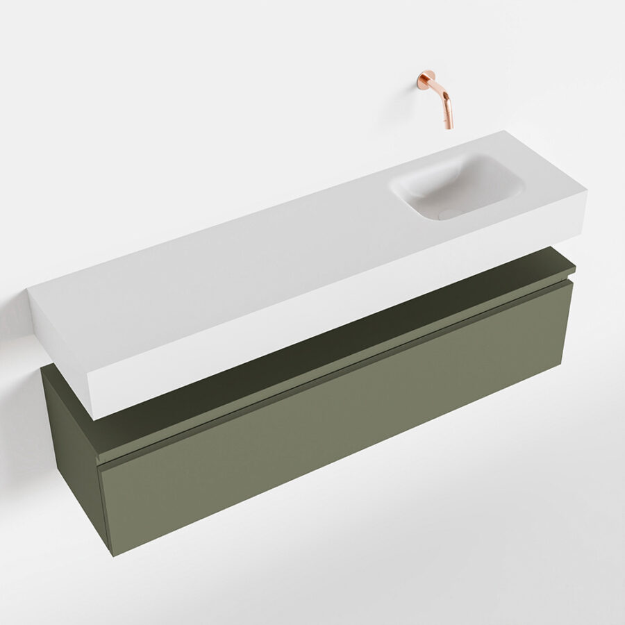 MONDIAZ ANDOR 120cm toiletmeubel army. LEX 120cm wastafel talc positie rechts. Zonder kraangat - Afbeelding 4