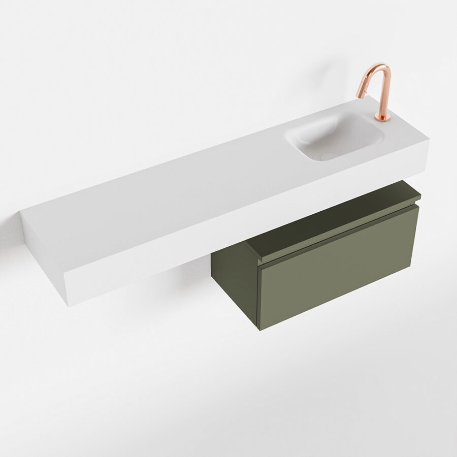 MONDIAZ ANDOR 60cm toiletmeubel army. LEX 120cm wastafel talc positie rechts. Met 1 kraangat - Afbeelding 4