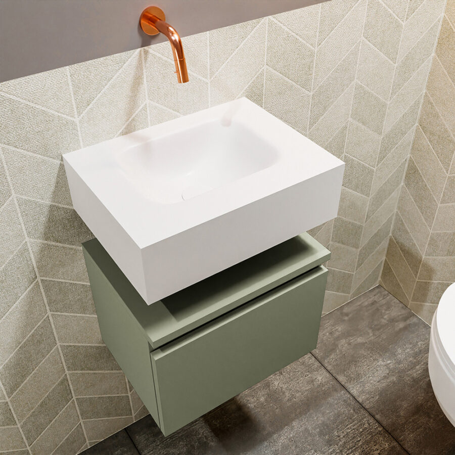 MONDIAZ ANDOR 40cm toiletmeubel army. LEX 40cm wastafel talc positie midden. Zonder kraangat - Afbeelding 2