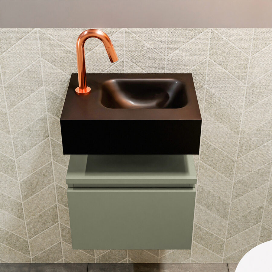 MONDIAZ ANDOR 40cm toiletmeubel army. LEX 40cm wastafel urban positie rechts. Met 1 kraangat - Afbeelding 3