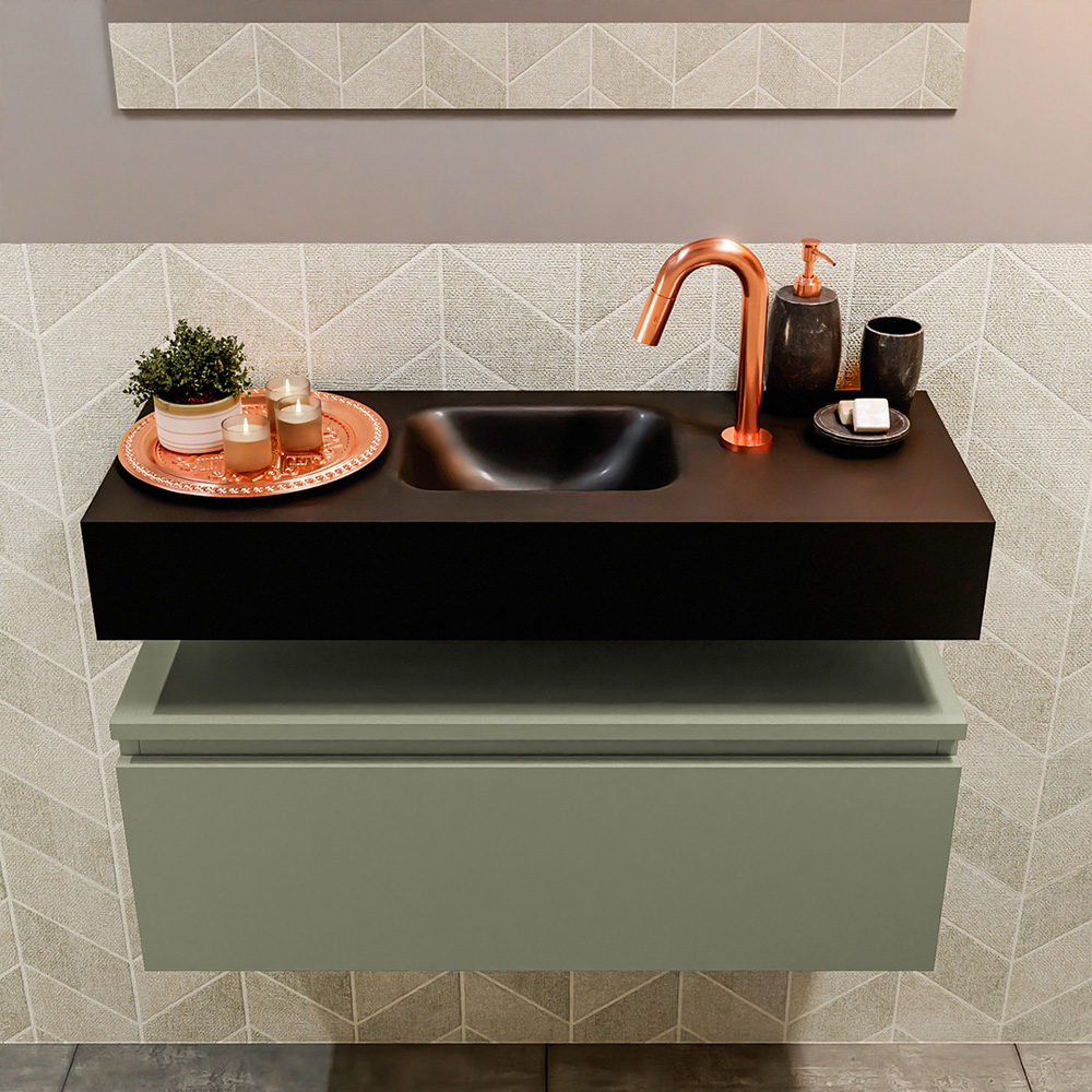 MONDIAZ ANDOR 80cm toiletmeubel army. LEX 80cm wastafel urban positie midden. Met 1 kraangat - Afbeelding 3