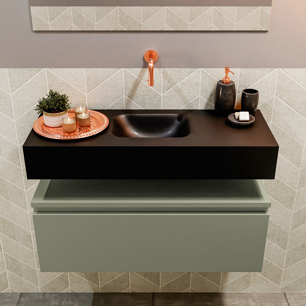 MONDIAZ ANDOR 80cm toiletmeubel army. LEX 80cm wastafel urban positie midden. Zonder kraangat - Afbeelding 3