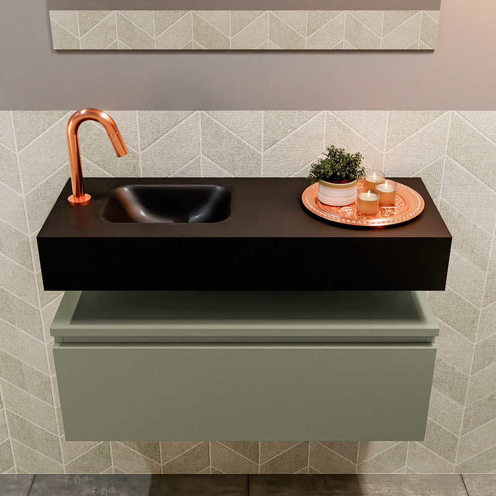 MONDIAZ ANDOR 80cm toiletmeubel army. LEX 80cm wastafel urban positie links. Met 1 kraangat - Afbeelding 3