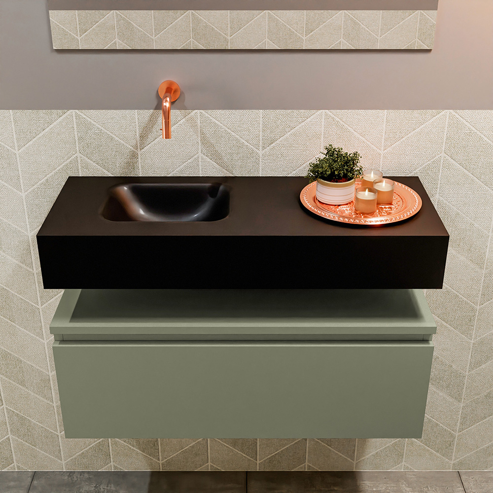 MONDIAZ ANDOR 80cm toiletmeubel army. LEX 80cm wastafel urban positie links. Zonder kraangat - Afbeelding 3