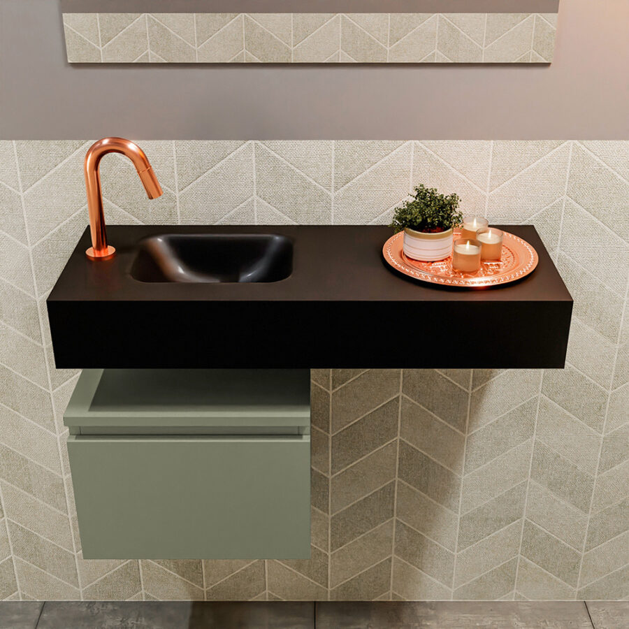 MONDIAZ ANDOR 40cm toiletmeubel army. LEX 80cm wastafel urban positie links. Met 1 kraangat - Afbeelding 3