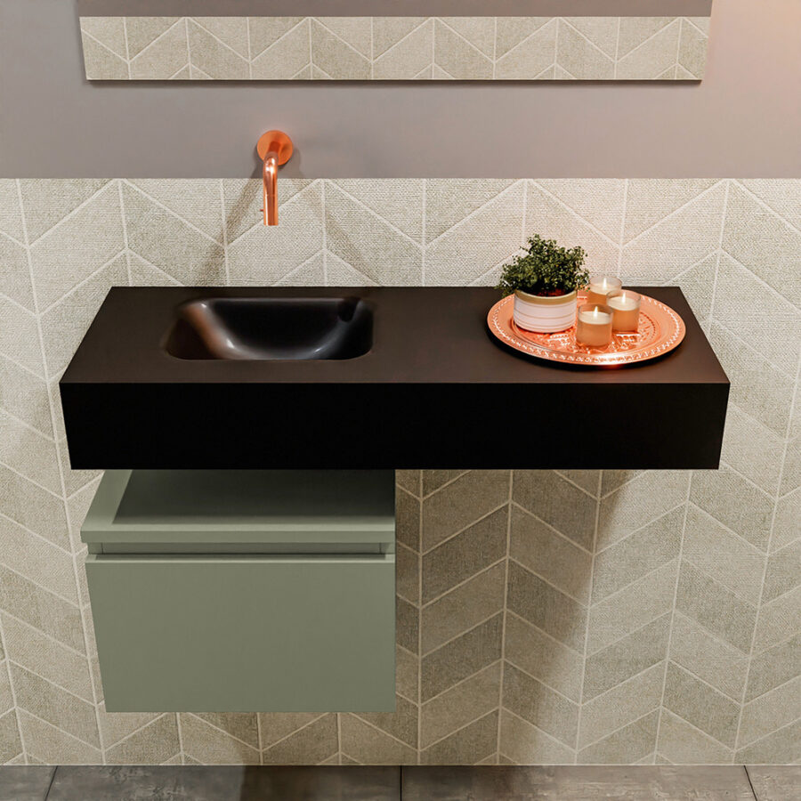 MONDIAZ ANDOR 40cm toiletmeubel army. LEX 80cm wastafel urban positie links. Zonder kraangat - Afbeelding 3