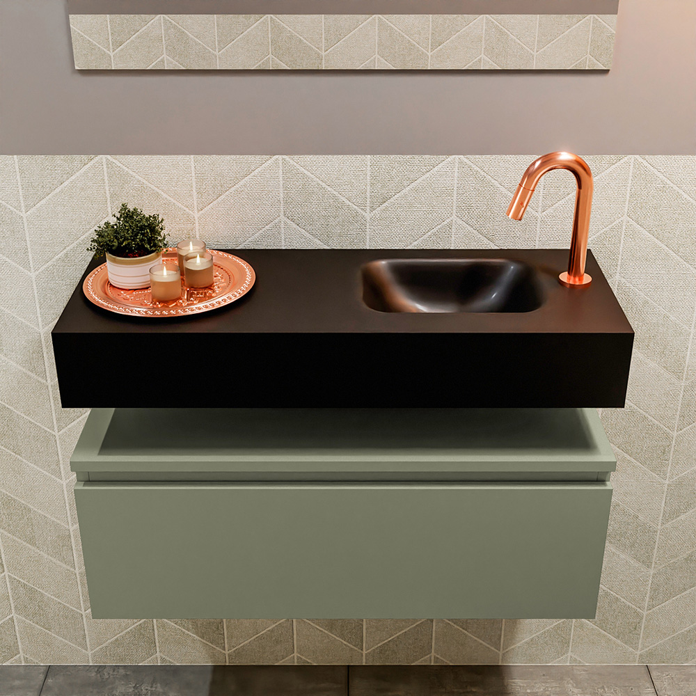 MONDIAZ ANDOR 80cm toiletmeubel army. LEX 80cm wastafel urban positie rechts. Met 1 kraangat - Afbeelding 3