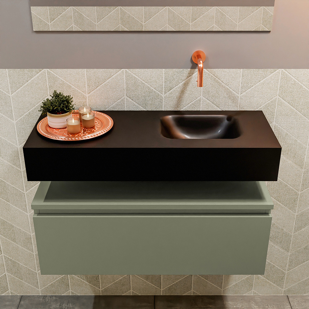 MONDIAZ ANDOR 80cm toiletmeubel army. LEX 80cm wastafel urban positie rechts. Zonder kraangat - Afbeelding 3