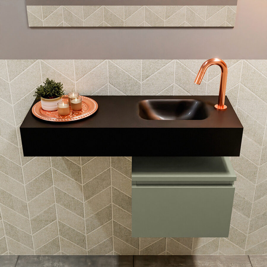 MONDIAZ ANDOR 40cm toiletmeubel army. LEX 80cm wastafel urban positie rechts. Met 1 kraangat - Afbeelding 3