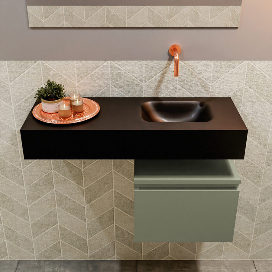 MONDIAZ ANDOR 40cm toiletmeubel army. LEX 80cm wastafel urban positie rechts. Zonder kraangat - Afbeelding 3