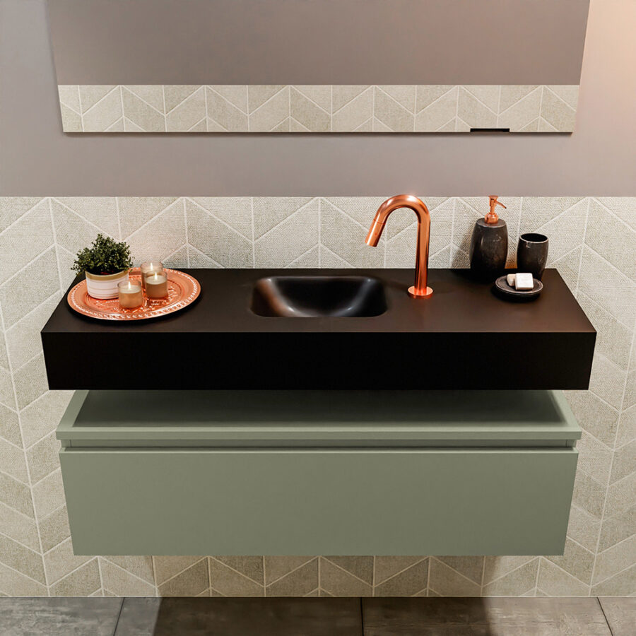 MONDIAZ ANDOR 100cm toiletmeubel army. LEX 100cm wastafel urban positie midden. Met 1 kraangat - Afbeelding 3