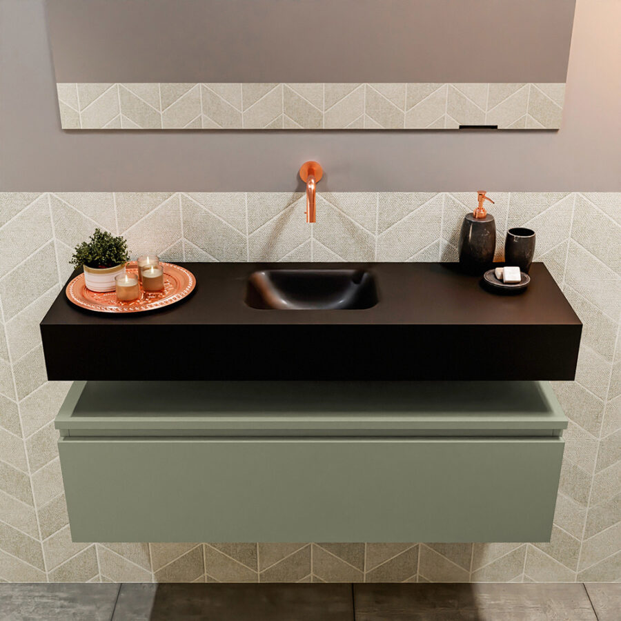 MONDIAZ ANDOR 100cm toiletmeubel army. LEX 100cm wastafel urban positie midden. Zonder kraangat - Afbeelding 3
