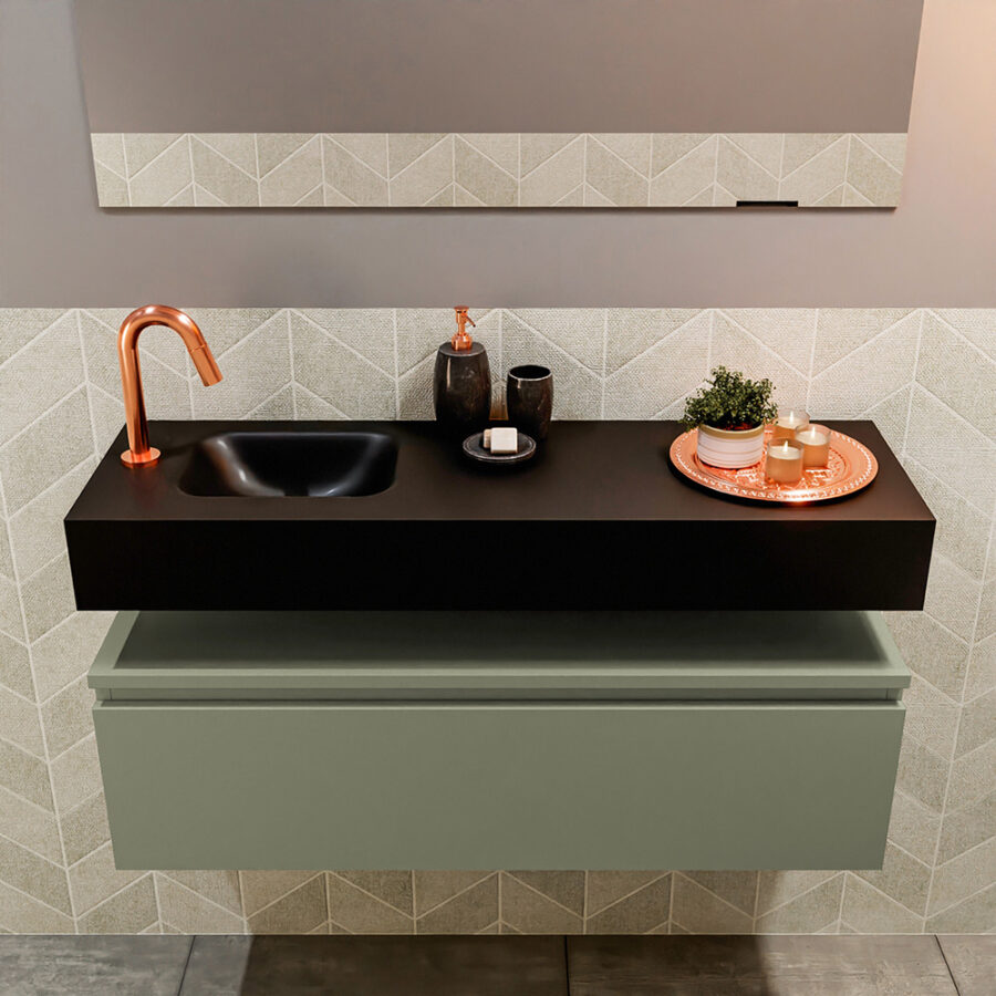 MONDIAZ ANDOR 100cm toiletmeubel army. LEX 100cm wastafel urban positie links. Met 1 kraangat - Afbeelding 3