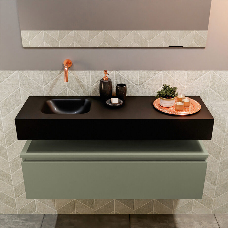 MONDIAZ ANDOR 100cm toiletmeubel army. LEX 100cm wastafel urban positie links. Zonder kraangat - Afbeelding 3