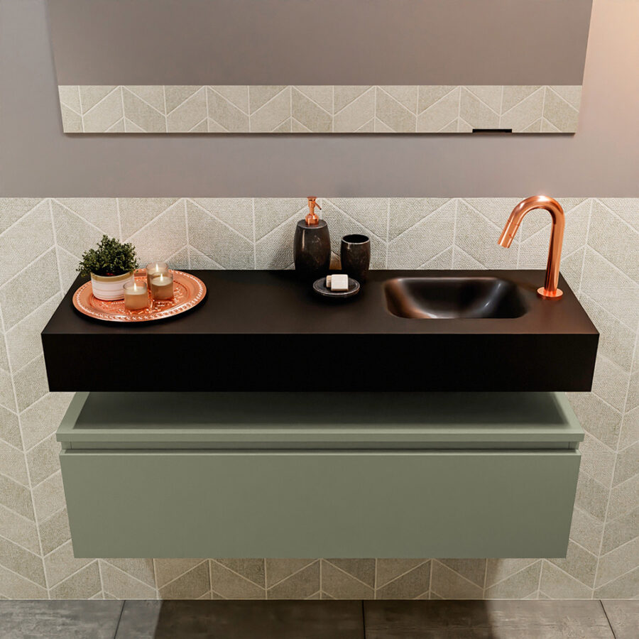 MONDIAZ ANDOR 100cm toiletmeubel army. LEX 100cm wastafel urban positie rechts. Met 1 kraangat - Afbeelding 3
