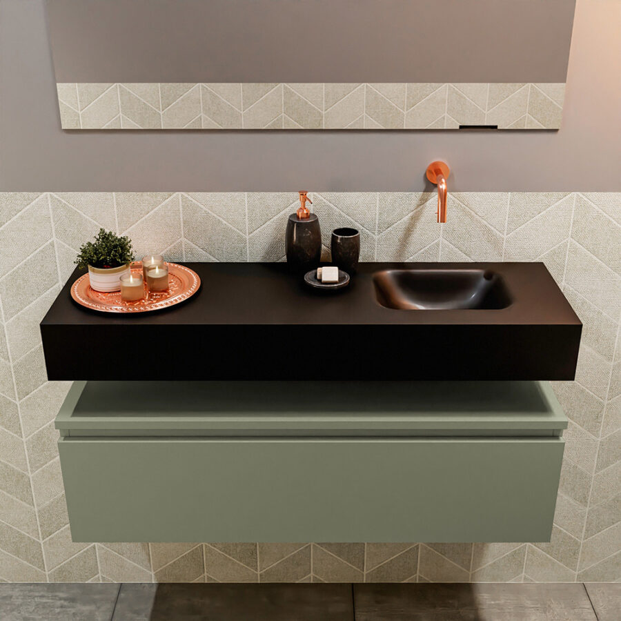 MONDIAZ ANDOR 100cm toiletmeubel army. LEX 100cm wastafel urban positie rechts. Zonder kraangat - Afbeelding 3