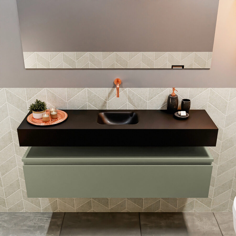 MONDIAZ ANDOR 120cm toiletmeubel army. LEX 120cm wastafel urban positie midden. Zonder kraangat - Afbeelding 3