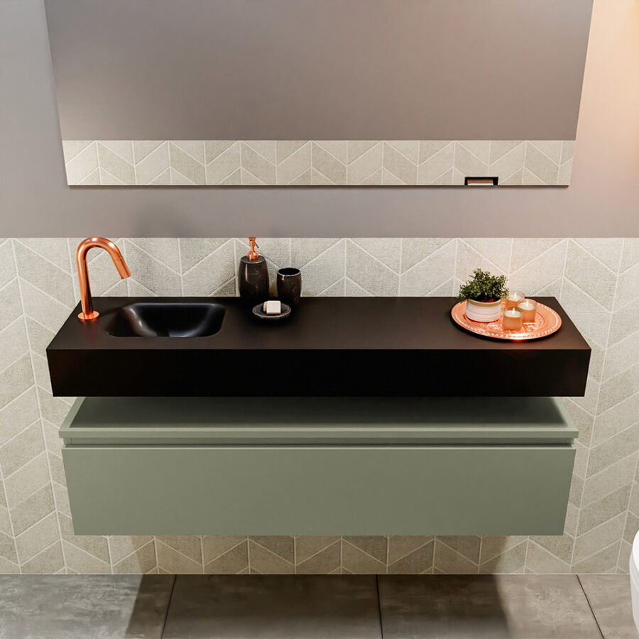 MONDIAZ ANDOR 120cm toiletmeubel army. LEX 120cm wastafel urban positie links. Met 1 kraangat - Afbeelding 3