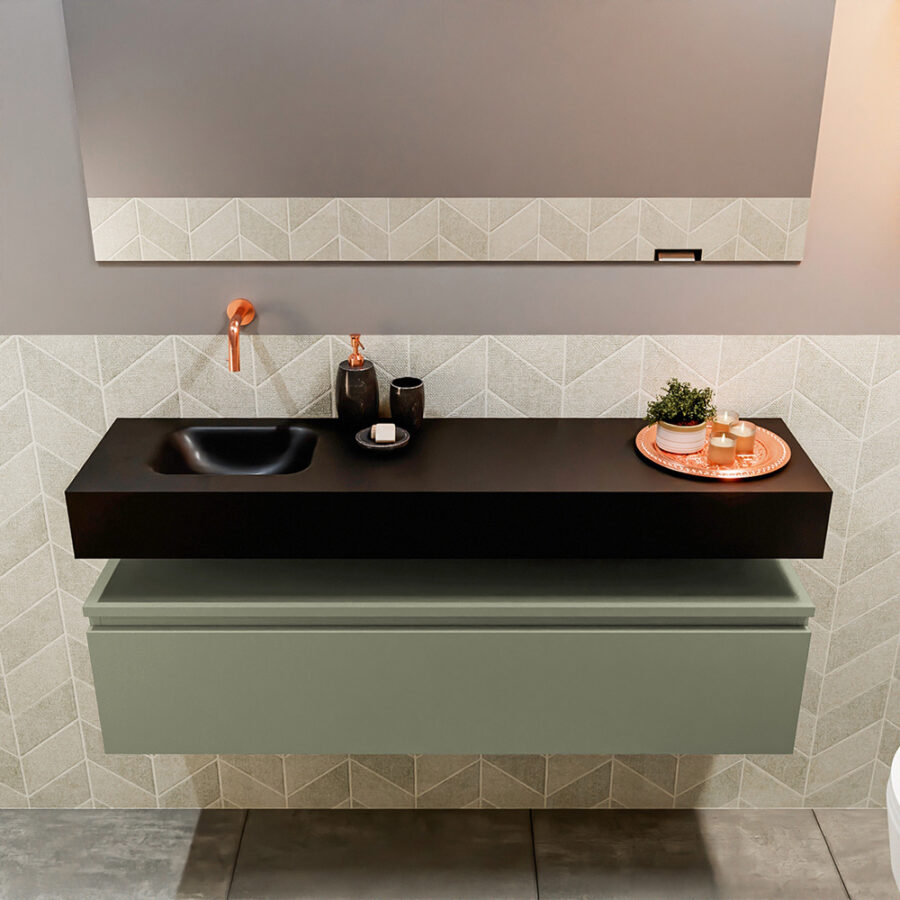 MONDIAZ ANDOR 120cm toiletmeubel army. LEX 120cm wastafel urban positie links. Zonder kraangat - Afbeelding 3