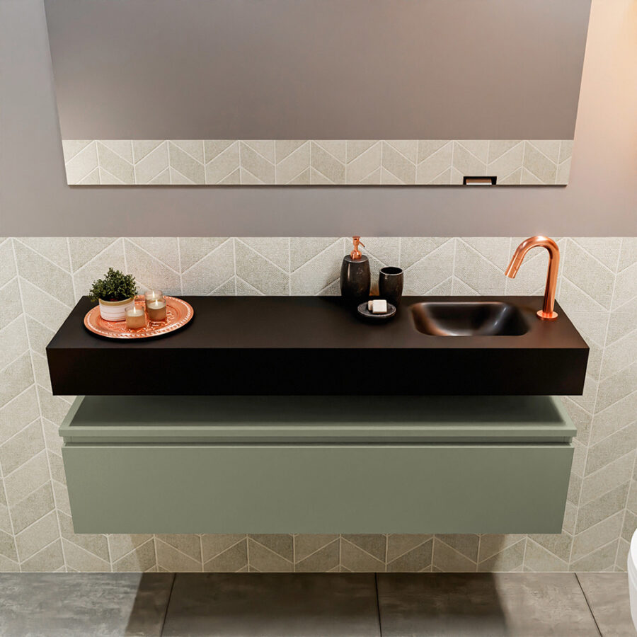 MONDIAZ ANDOR 120cm toiletmeubel army. LEX 120cm wastafel urban positie rechts. Met 1 kraangat - Afbeelding 3