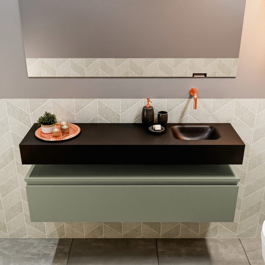 MONDIAZ ANDOR 120cm toiletmeubel army. LEX 120cm wastafel urban positie rechts. Zonder kraangat - Afbeelding 3