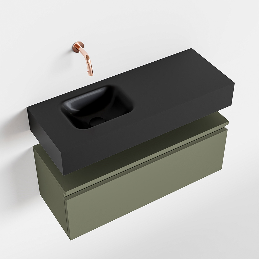 MONDIAZ ANDOR 80cm toiletmeubel army. LEX 80cm wastafel urban positie links. Zonder kraangat - Afbeelding 4