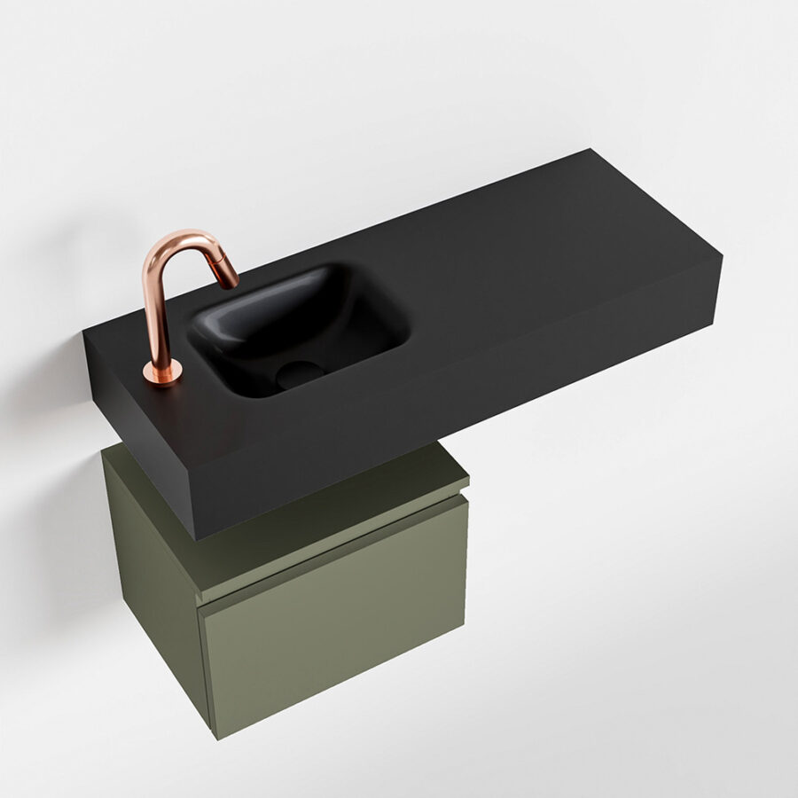 MONDIAZ ANDOR 40cm toiletmeubel army. LEX 80cm wastafel urban positie links. Met 1 kraangat - Afbeelding 4