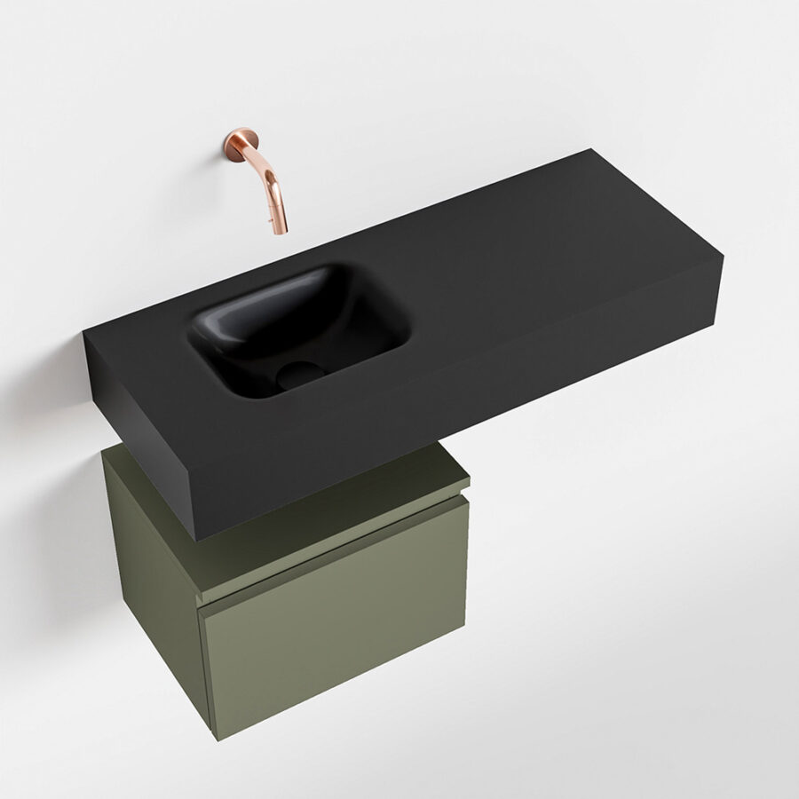 MONDIAZ ANDOR 40cm toiletmeubel army. LEX 80cm wastafel urban positie links. Zonder kraangat - Afbeelding 4