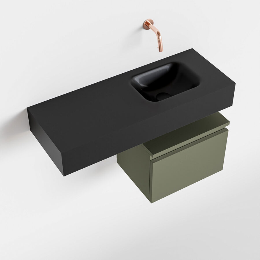 MONDIAZ ANDOR 40cm toiletmeubel army. LEX 80cm wastafel urban positie rechts. Zonder kraangat - Afbeelding 4