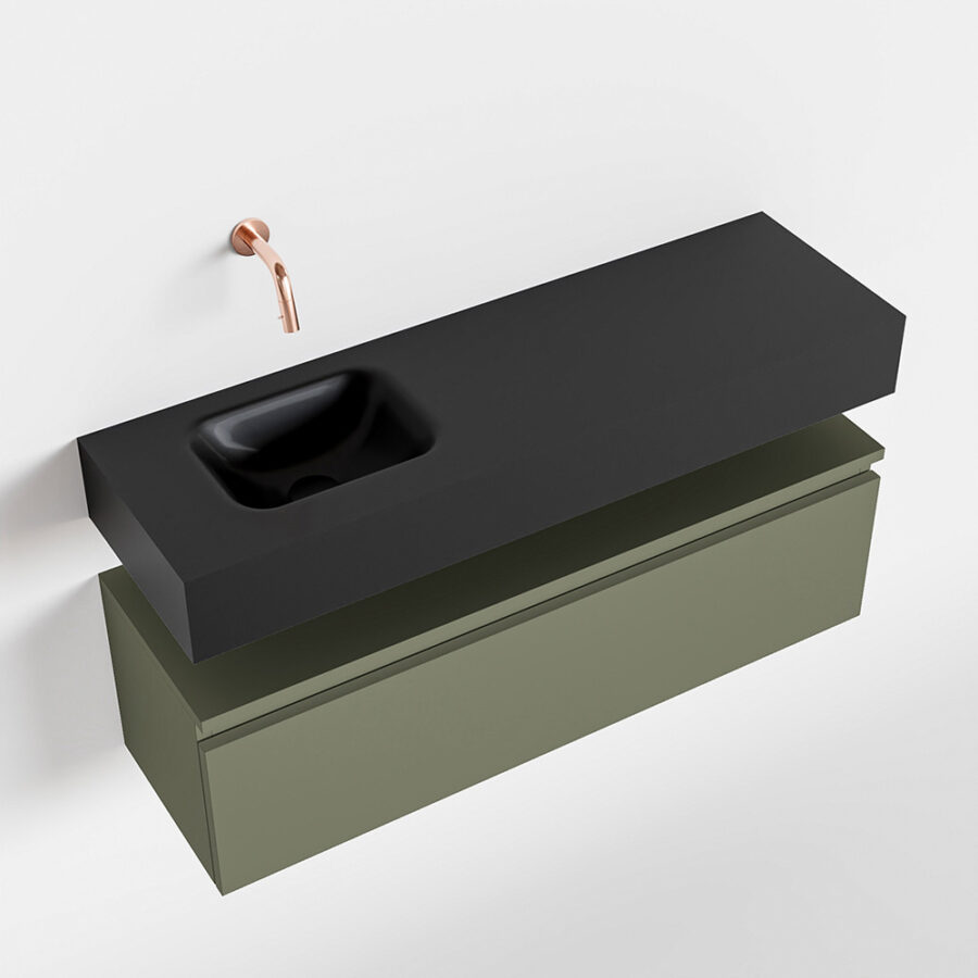 MONDIAZ ANDOR 100cm toiletmeubel army. LEX 100cm wastafel urban positie links. Zonder kraangat - Afbeelding 4