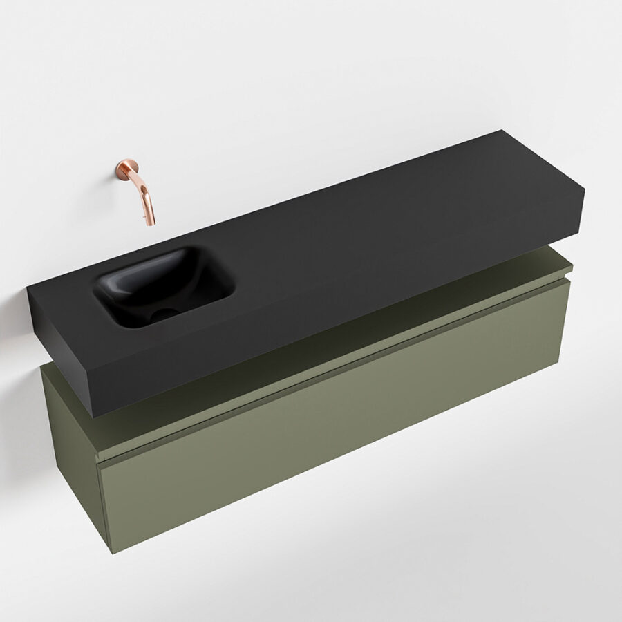 MONDIAZ ANDOR 120cm toiletmeubel army. LEX 120cm wastafel urban positie links. Zonder kraangat - Afbeelding 4