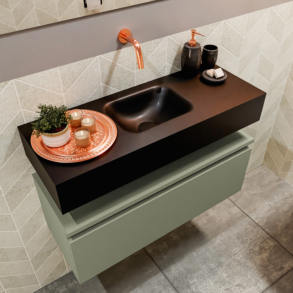 MONDIAZ ANDOR 80cm toiletmeubel army. LEX 80cm wastafel urban positie midden. Zonder kraangat - Afbeelding 2