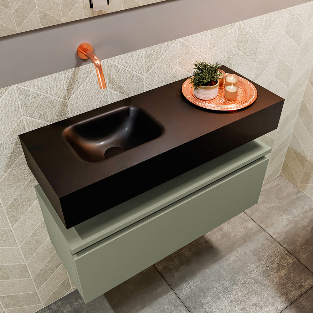 MONDIAZ ANDOR 80cm toiletmeubel army. LEX 80cm wastafel urban positie links. Zonder kraangat - Afbeelding 2